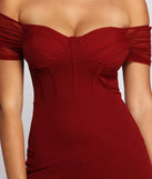 Sweet And Sultry Off-The-Shoulder Mini Dress creates the perfect spring wedding guest dress or cocktail attire with stylish details in the latest trends for 2023!