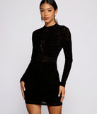 Sultry And Stylish Flocked Mesh Mini Dress