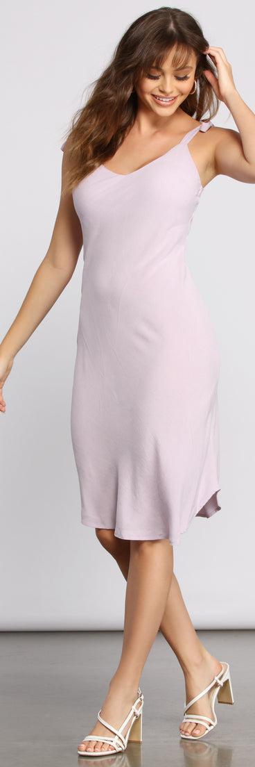 Simple And Sleek Tie Shoulder Slip Dress