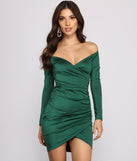 The Feelin' Luxe Off-The-Shoulder Mini Dress is a gorgeous pick as your 2023 prom dress or formal gown for wedding guest, spring bridesmaid, or army ball attire!