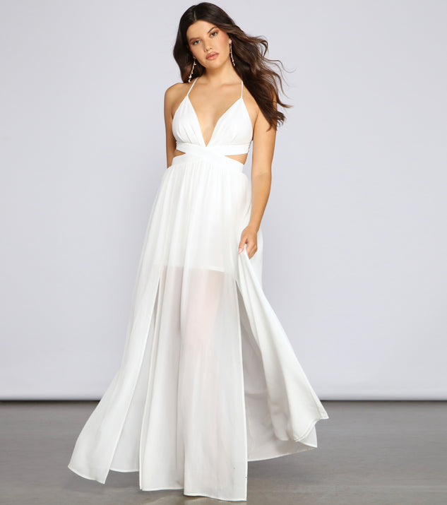 The Dionne Formal Cutout Chiffon Dress is a gorgeous pick as your 2023 prom dress or formal gown for wedding guest, spring bridesmaid, or army ball attire!