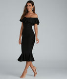 A Stylish Affair Ruffled Midi Dress creates the perfect summer wedding guest dress or cocktail party dresss with stylish details in the latest trends for 2023!