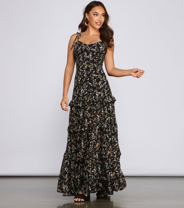 Floral Desire Ruffled Maxi Dress creates the perfect summer wedding guest dress or cocktail party dresss with stylish details in the latest trends for 2023!