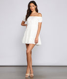 Off The Shoulder Eyelet Skater Dress