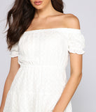 Off The Shoulder Eyelet Skater Dress