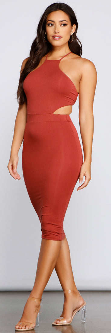 Sleek Trendsetter Lace Up Midi Dress