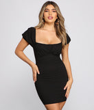 Iconic Glam Puff Sleeve Mini Dress creates the perfect spring wedding guest dress or cocktail attire with stylish details in the latest trends for 2023!