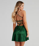 A Moment In Satin Skater Dress with on-trend details provides a stylish start to creating your graduation outfit for the 2024 Commencement or grad party!