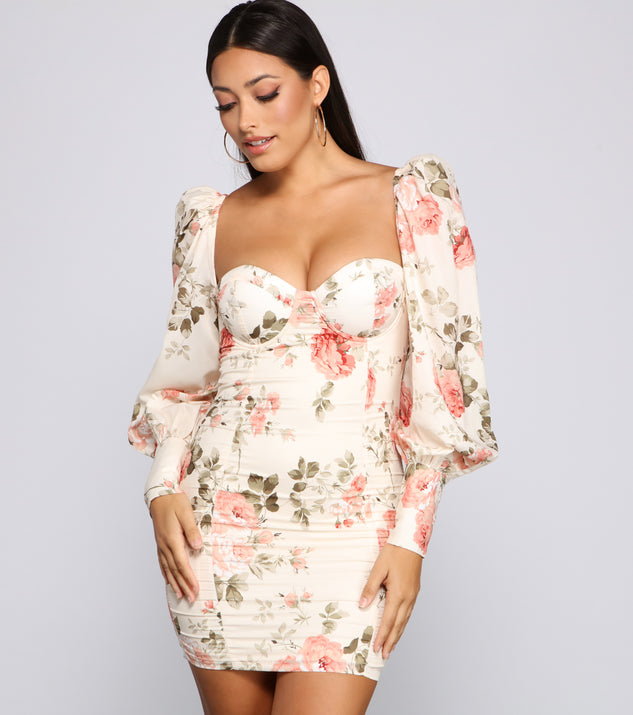 Floral Bloom Chiffon Mini Dress creates the perfect spring wedding guest dress or cocktail attire with stylish details in the latest trends for 2023!