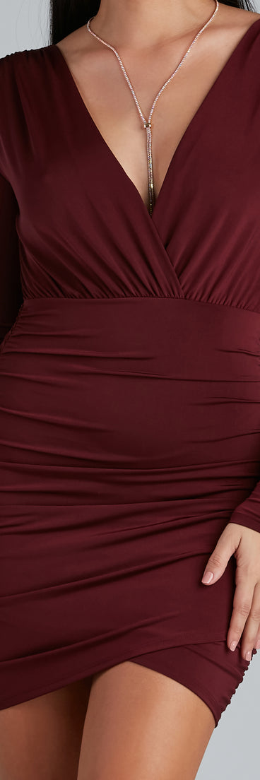 You’ll make a statement in Elevated Basic Ruched Mini Dress as an NYE club dress, a tight dress for holiday parties, sexy clubwear, or a sultry bodycon dress for that fitted silhouette.