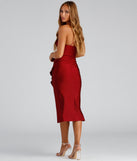 Ravishing Ruffles High Slit Midi  Red Prom Dress is a gorgeous pick as your 2023 prom dress or formal gown for wedding guest, spring bridesmaid, or army ball attire!