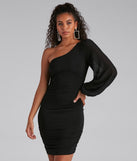 What A Look One Shoulder Mini  Black Prom Dress is a gorgeous pick as your 2023 prom dress or formal gown for wedding guest, spring bridesmaid, or army ball attire!