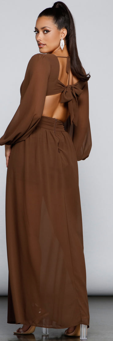 New Heights Chiffon Cutout Maxi Dress is a gorgeous pick as your 2023 prom dress or formal gown for wedding guest, spring bridesmaid, or army ball attire!