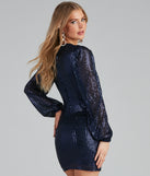 Party Sequin Balloon Sleeve Mini Dress