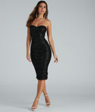 You’ll make a statement in Feel Sparks Sequin Tube Ruche Dress as an NYE club dress, a tight dress for holiday parties, sexy clubwear, or a sultry bodycon dress for that fitted silhouette.