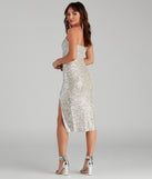 Stunning In Sequins Midi Slit Dress