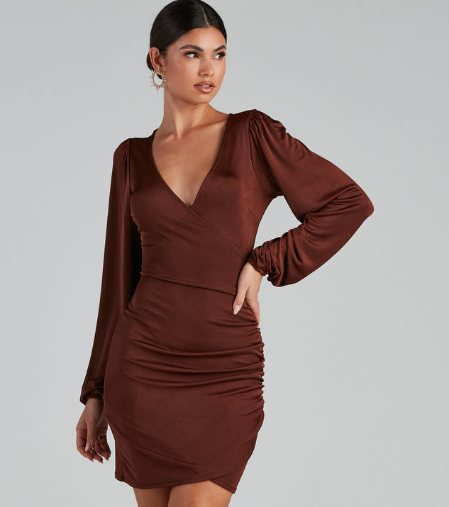 Out For The Night Plunge Wrap Mini Dress