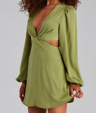 So Luxe Satin A-Line Cutout Mini Dress creates the perfect spring wedding guest dress or cocktail attire with stylish details in the latest trends for 2023!