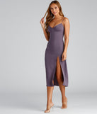 Sultry Sophistication Crepe Slip Midi Dress creates the perfect spring wedding guest dress or cocktail attire with stylish details in the latest trends for 2023!
