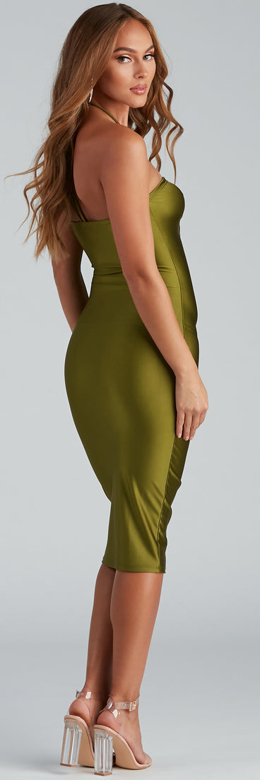 Sleek Trendsetter Halter Midi Dress