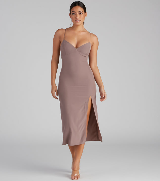 Effortlessly Chic High Slit Slip Dress creates the perfect spring wedding guest dress or cocktail attire with stylish details in the latest trends for 2023!