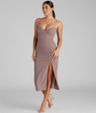 Effortlessly Chic High Slit Slip Dress creates the perfect spring wedding guest dress or cocktail attire with stylish details in the latest trends for 2023!