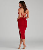 Look My Way Lace-Up Slinky Knit Dress