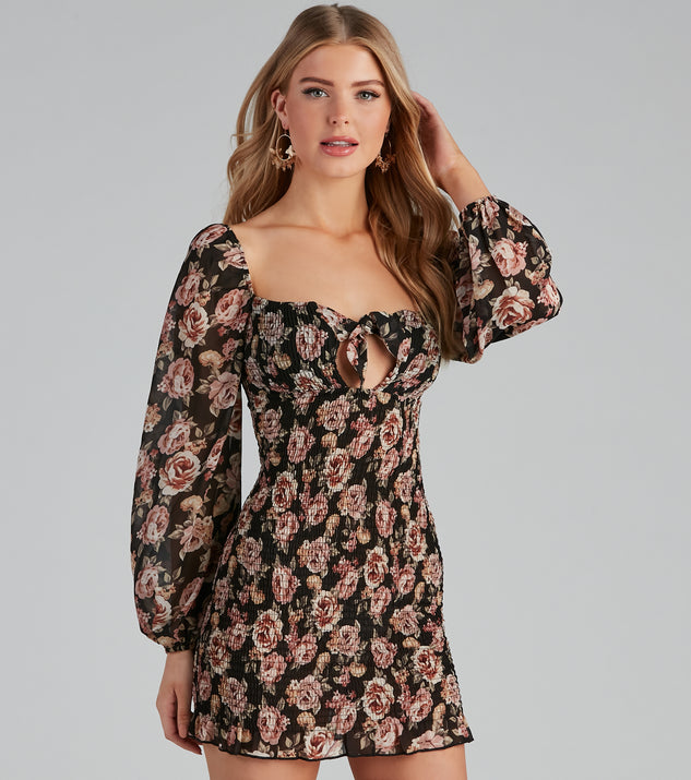 Show Your Floral Smocked Chiffon Dress