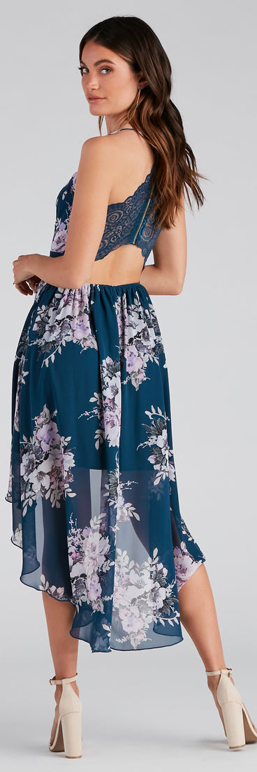 high low dresses casual floral High Low Ruffled Floral Dress