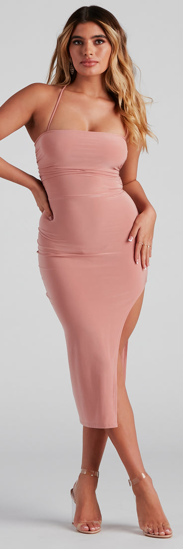 Stylish Strappy Moment Midi Dress creates the perfect spring wedding guest dress or cocktail attire with stylish details in the latest trends for 2023!