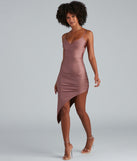 Just Flaunt It Satin Asymmetrical Mini Dress creates the perfect spring wedding guest dress or cocktail attire with stylish details in the latest trends for 2023!