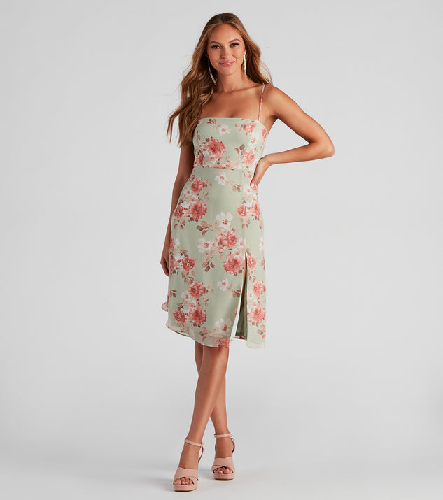 Fall For Floral Chiffon Midi Dress is a stunning choice for a bridesmaid dress or maid of honor dress, and to feel beautiful at Prom 2023, spring weddings, formals, & military balls!