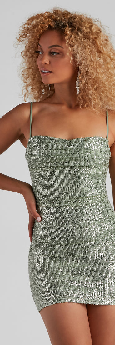The Glisten And Glow Sequin Mini Dress is a gorgeous pick as your 2023 prom dress or formal gown for wedding guest, spring bridesmaid, or army ball attire!