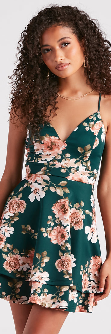 Blossom With Beauty Floral Skater Dress creates the perfect summer wedding guest dress or cocktail party dresss with stylish details in the latest trends for 2023!