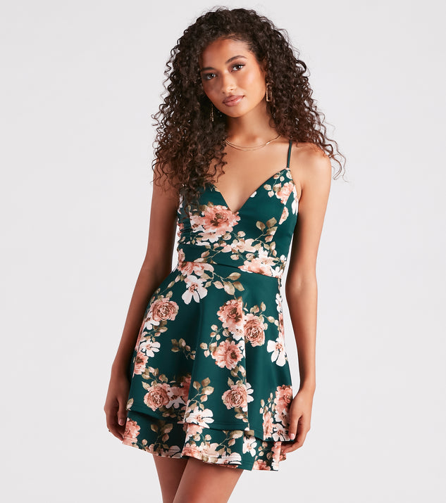 Blossom With Beauty Floral Skater Dress creates the perfect summer wedding guest dress or cocktail party dresss with stylish details in the latest trends for 2023!