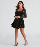 The Glitter Magic Velvet Skater Dress is a unique party dress to help you create a look for work parties, birthdays, anniversaries, or your next 2023 celebration!
