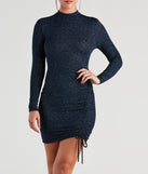 The Sparkle Up The Night Glitter Knit Mini Dress is a unique party dress to help you create a look for work parties, birthdays, anniversaries, or your next 2023 celebration!