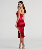 The Outshine The Rest Satin Midi Dress is a unique party dress to help you create a look for work parties, birthdays, anniversaries, or your next 2023 celebration!