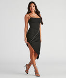 Chic Sparkle Asymmetrical Midi Dress creates the perfect summer wedding guest dress or cocktail party dresss with stylish details in the latest trends for 2023!