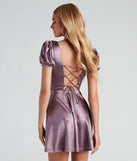 Sweet Victory Satin Skater Dress is a gorgeous pick as your 2023 Homecoming dress or formal gown for wedding guest, fall bridesmaid, or military ball attire!