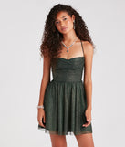 Superior Shine Glitter Lace-Up Skater Dress