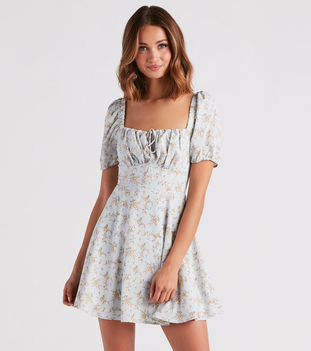 Budding Romance Floral Chiffon Skater Dress & Windsor