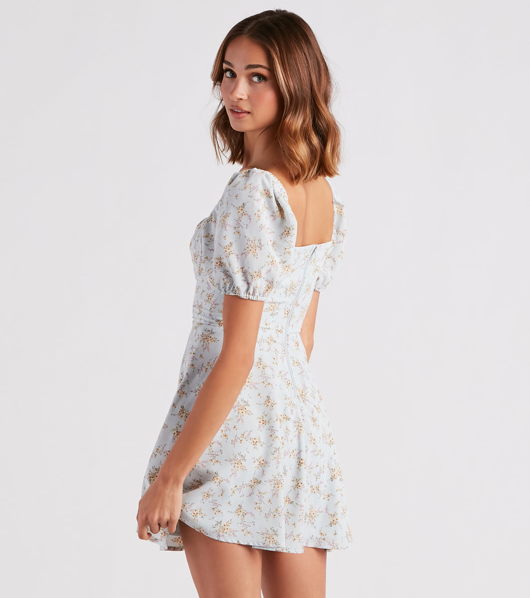 Budding Romance Floral Chiffon Skater Dress & Windsor