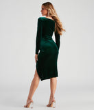 Vivacious Velvet V-Neck Midi Dress creates the perfect spring wedding guest dress or cocktail attire with stylish details in the latest trends for 2023!
