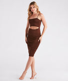 Strut It Out Ruched Cutout Midi Dress