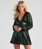 The My Scene Sequin Cutout Short Dress is a unique party dress to help you create a look for work parties, birthdays, anniversaries, or your next 2023 celebration!