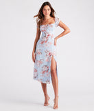 Fresh Breeze Floral Chiffon Midi Dress creates the perfect summer wedding guest dress or cocktail party dresss with stylish details in the latest trends for 2023!