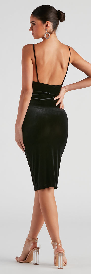 The Sweet Love Velvet Midi Slip Dress is a unique party dress to help you create a look for work parties, birthdays, anniversaries, or your next 2023 celebration!