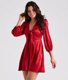 Sleek Satin Tie-Front Mini Dress creates the perfect spring wedding guest dress or cocktail attire with stylish details in the latest trends for 2023!