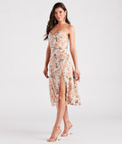 Lovely Seeing You Floral Chiffon Midi Dress is a stunning choice for a bridesmaid dress or maid of honor dress, and to feel beautiful at Homecoming 2023, fall or winter weddings, formals, & military balls!